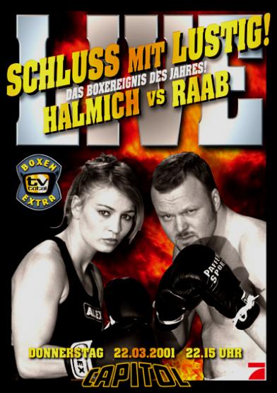 <h2>Plakat Stefan Raab-Regina Halmich</h2><div id='trenner'></div>Für Brainpool,Plakat 2001
<div id='trenner'></div> <div id='tags'>Schlagworte: <a href='/regina_halmich' rel='tag' title='' class='active'>Regina Halmich</a> | <a href='/kategorie/stefan_raab' rel='tag' title=''>Stefan Raab</a> | <a href='/lieblingsbilder/auswahl' rel='tag' title='professioneller Fotograf Heiner Köpcke - Seine Homepage zeigt eine Auswahl seiner hochwertigen Fotos aus den Bereichen Sport, PR und People Fotografie'>Best of</a></div>